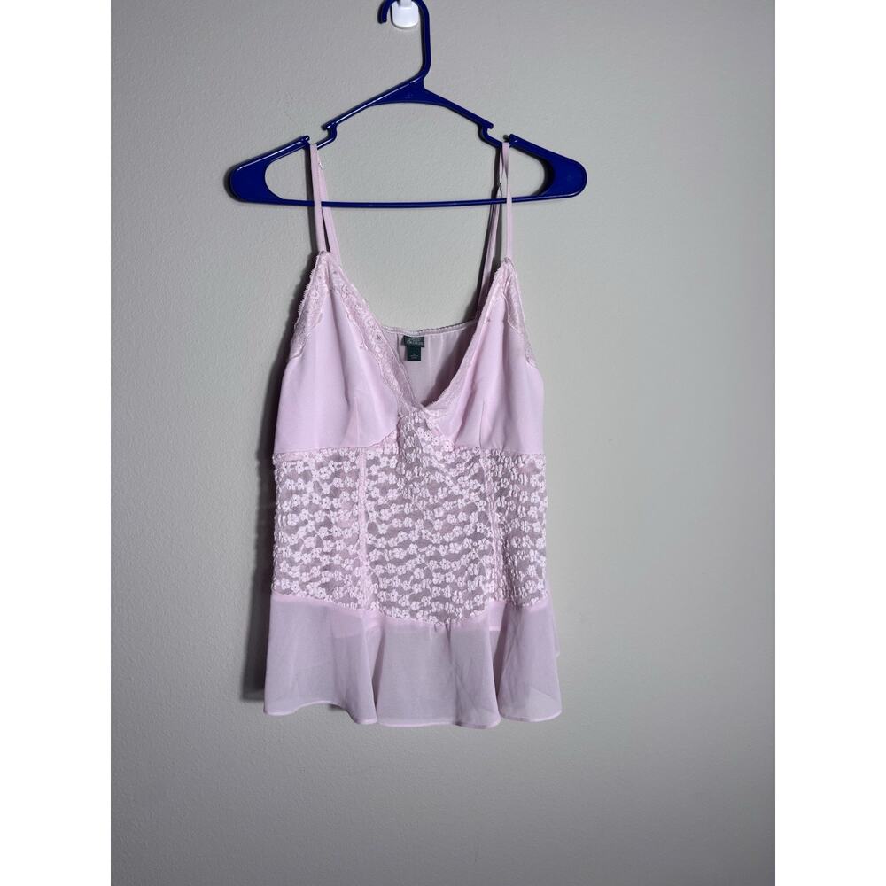 Light Pink Lace Camisole Tank Top Wild Fable Size XL Sweetheart Neckline Ruffle - Picture 3 of 7